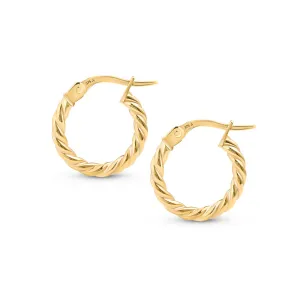 10 mm Twisted Huggie Earrings in 9K Gold