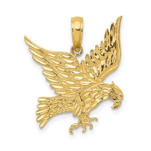 14K Gold Eagle Pendant for Men with Polished Textured Finish
