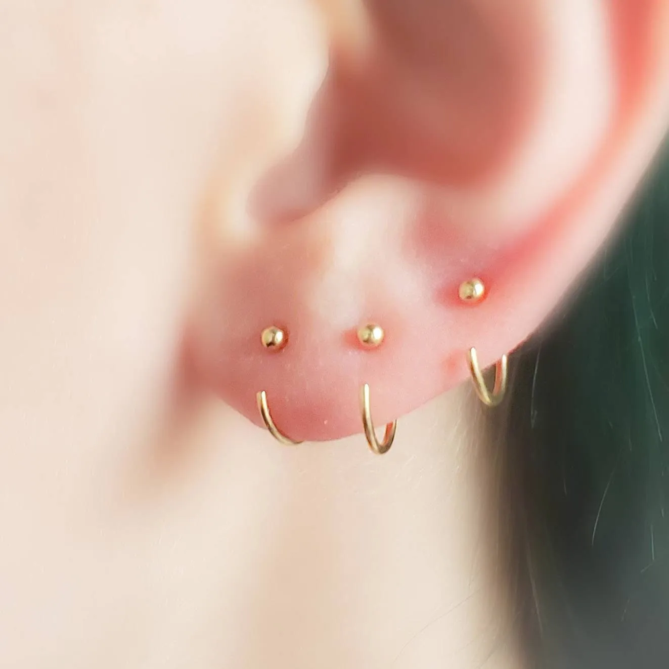 14k Gold Hug Hoops