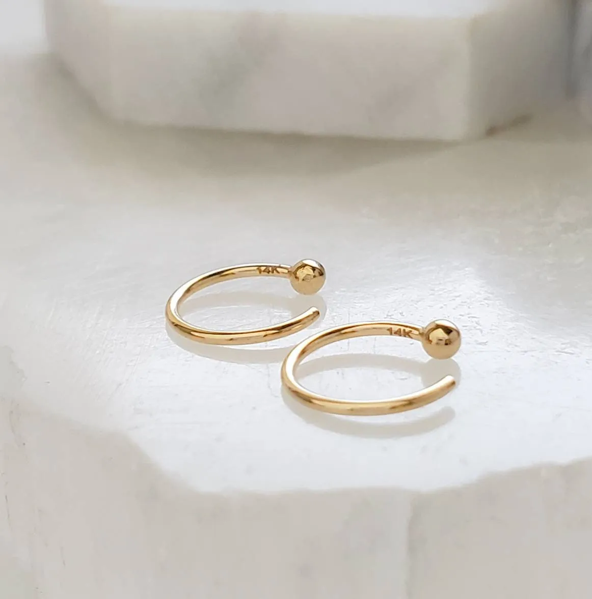 14k Gold Hug Hoops