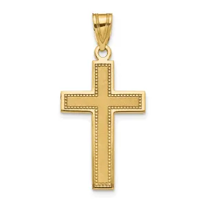 14K Gold Large Satin Cross Pendant with Polished Edges Timeless and Refined