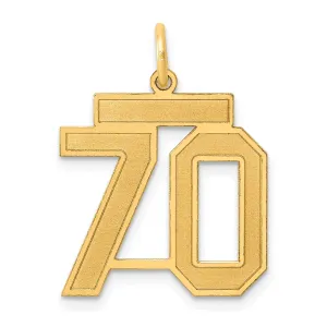 14K Gold Medium Satin Number 70 Laser-Cut Charm