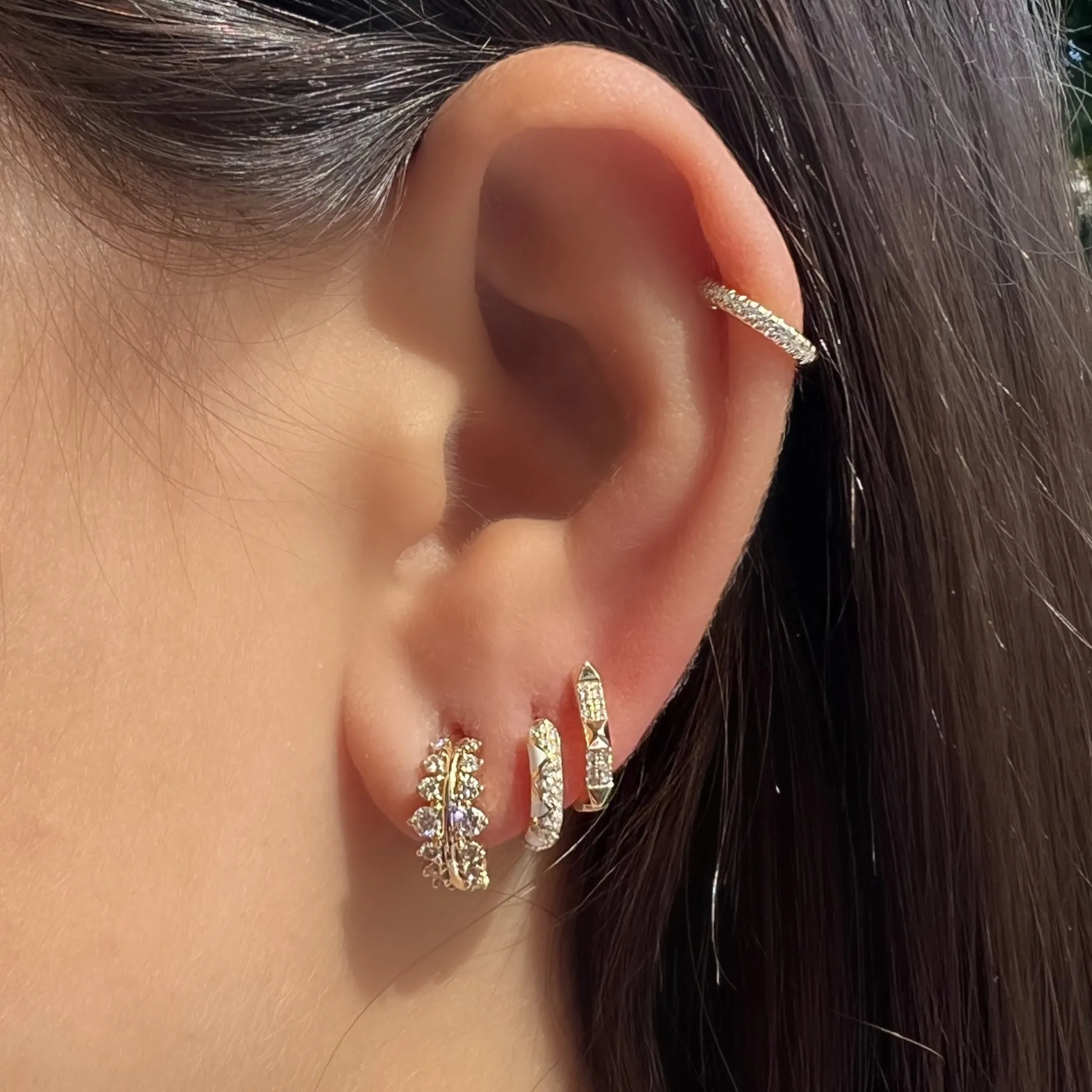 14K Gold Micro Pave Diamond Ear Cuff