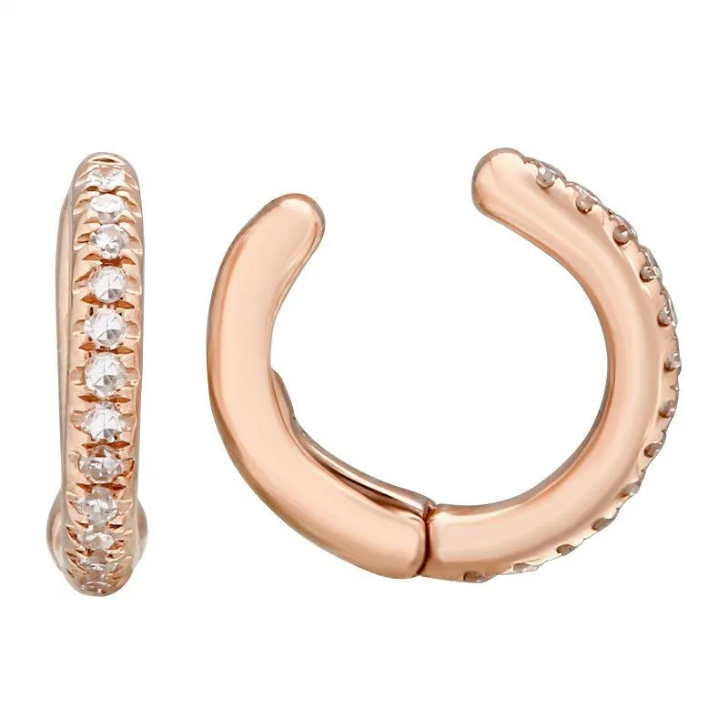 14K Gold Micro Pave Diamond Ear Cuff