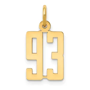 14K Gold Polished Elongated 93 Charm Small, Laser Cut