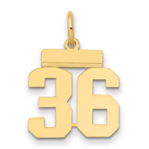 14K Gold Polished Number 36 Charm  Small, Laser Cut, Elegant