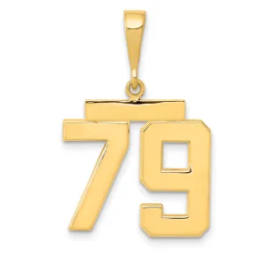 14K Gold Polished Number 79 Charm Medium Size Elegant Finish