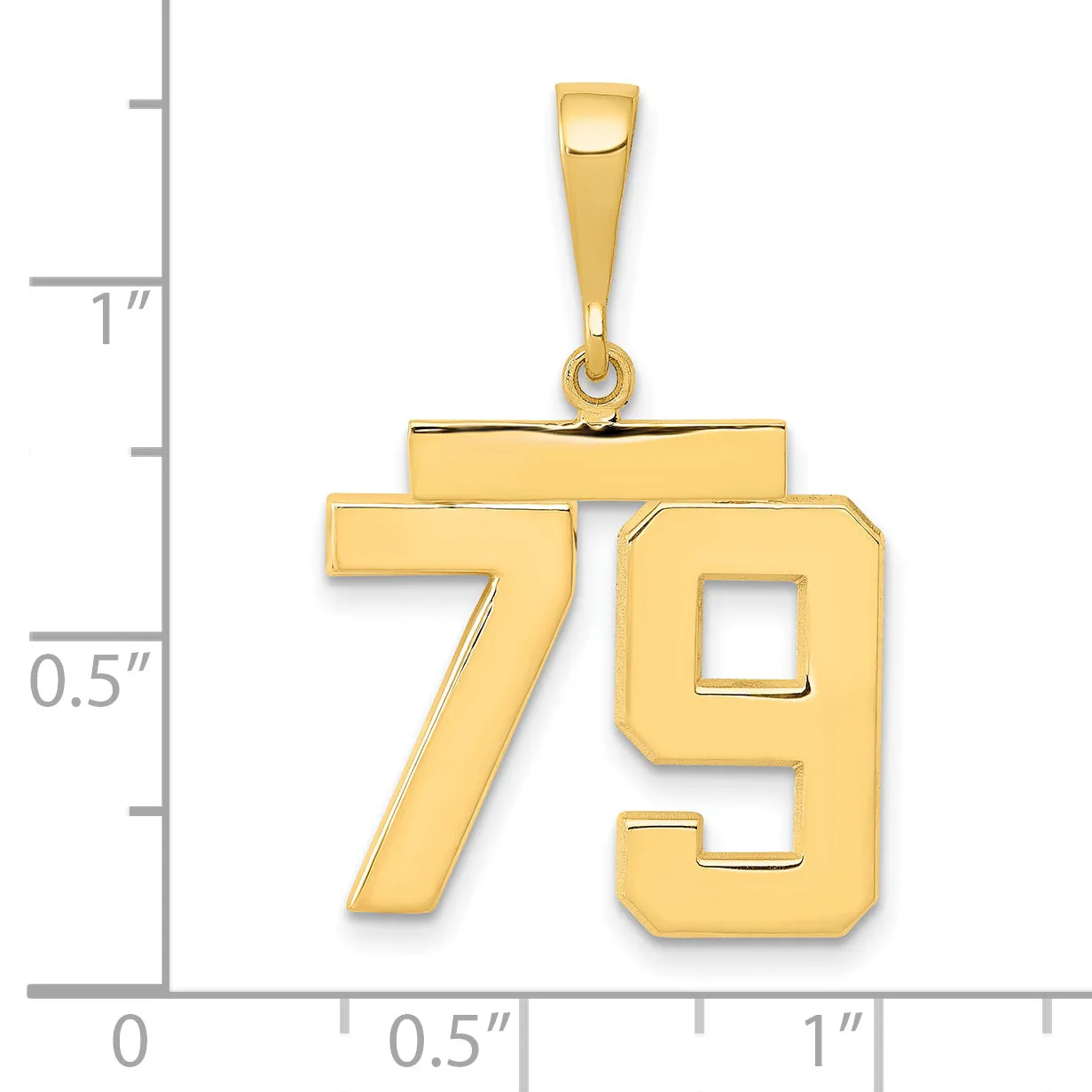 14K Gold Polished Number 79 Charm Medium Size Elegant Finish