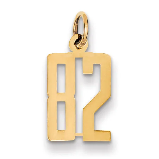 14K Gold Polished Small Elongated 82 Charm  Laser Cut, Themed Design