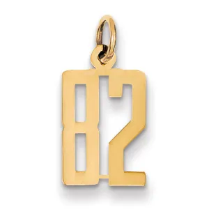 14K Gold Polished Small Elongated 82 Charm  Laser Cut, Themed Design