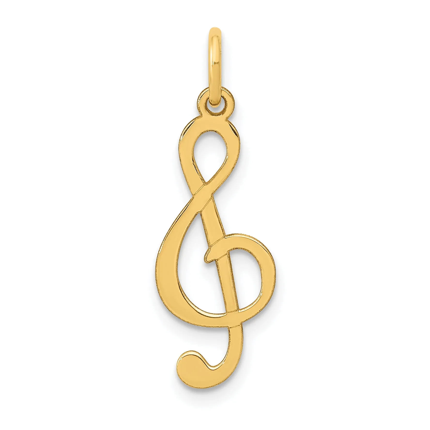 14K Gold Polished Treble Clef Charm Elegant Flat Back Design by Sophia Jewelers