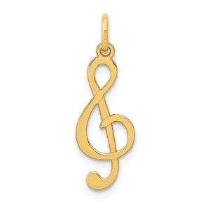 14K Gold Polished Treble Clef Charm Elegant Flat Back Design by Sophia Jewelers