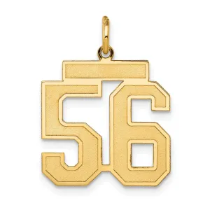 14K Gold Satin-Finish Number 56 Charm Elegant Laser-Cut Medium Pendant
