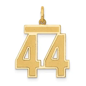 14K Gold Satin Number 44 Charm with Brushed Finish  Laser Cut Medium