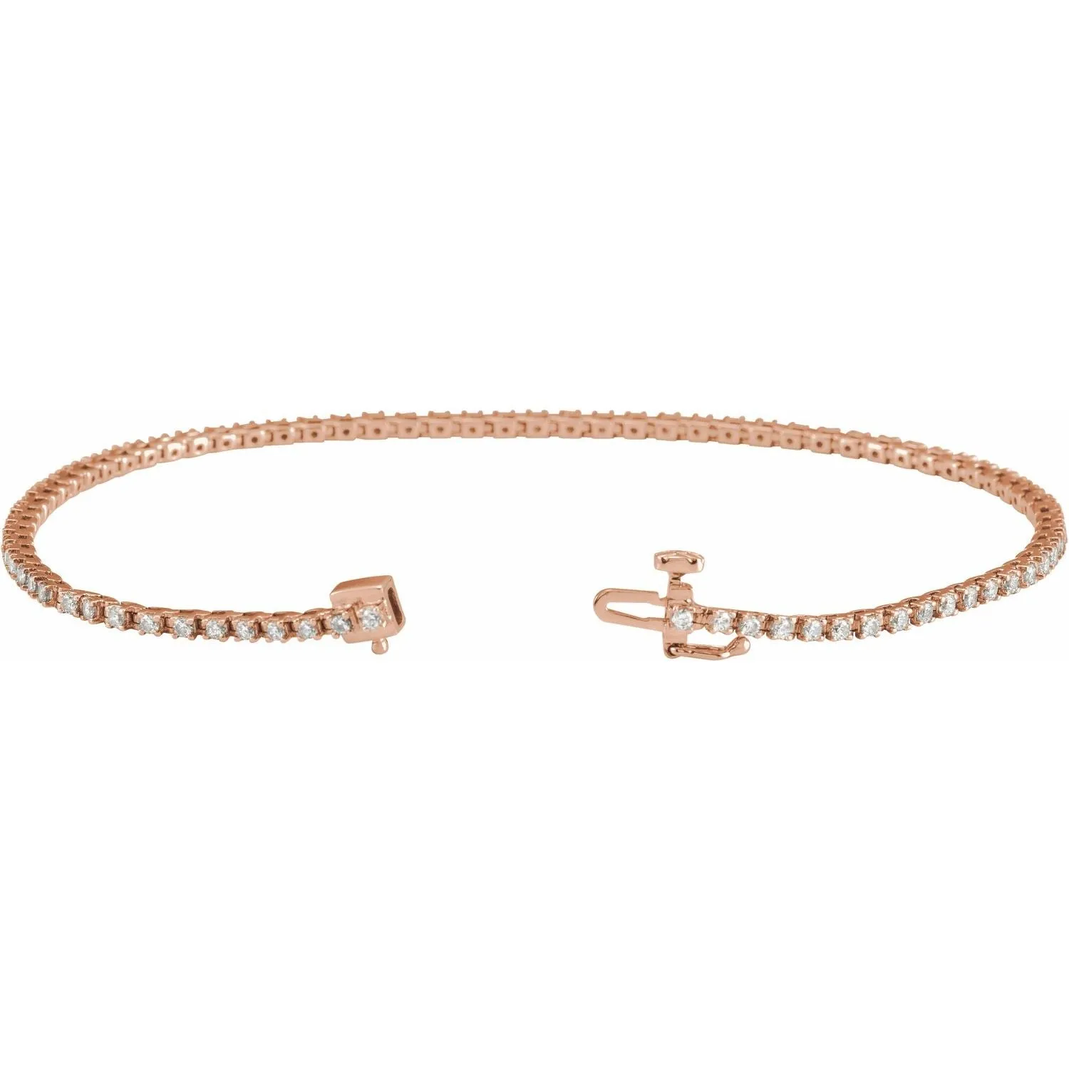 14k Rose Gold 1 CTW Lab-Grown Diamond Line Bracelet 7.25"