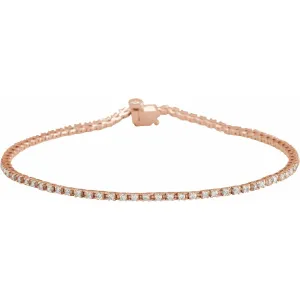 14k Rose Gold 1 CTW Lab-Grown Diamond Line Bracelet 7.25"