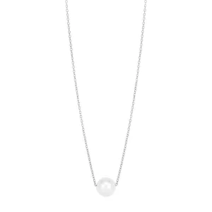 14k White Gold Pearl Solitaire Necklace