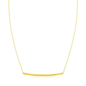 14k Yellow Gold Thin Textured Bar Necklace