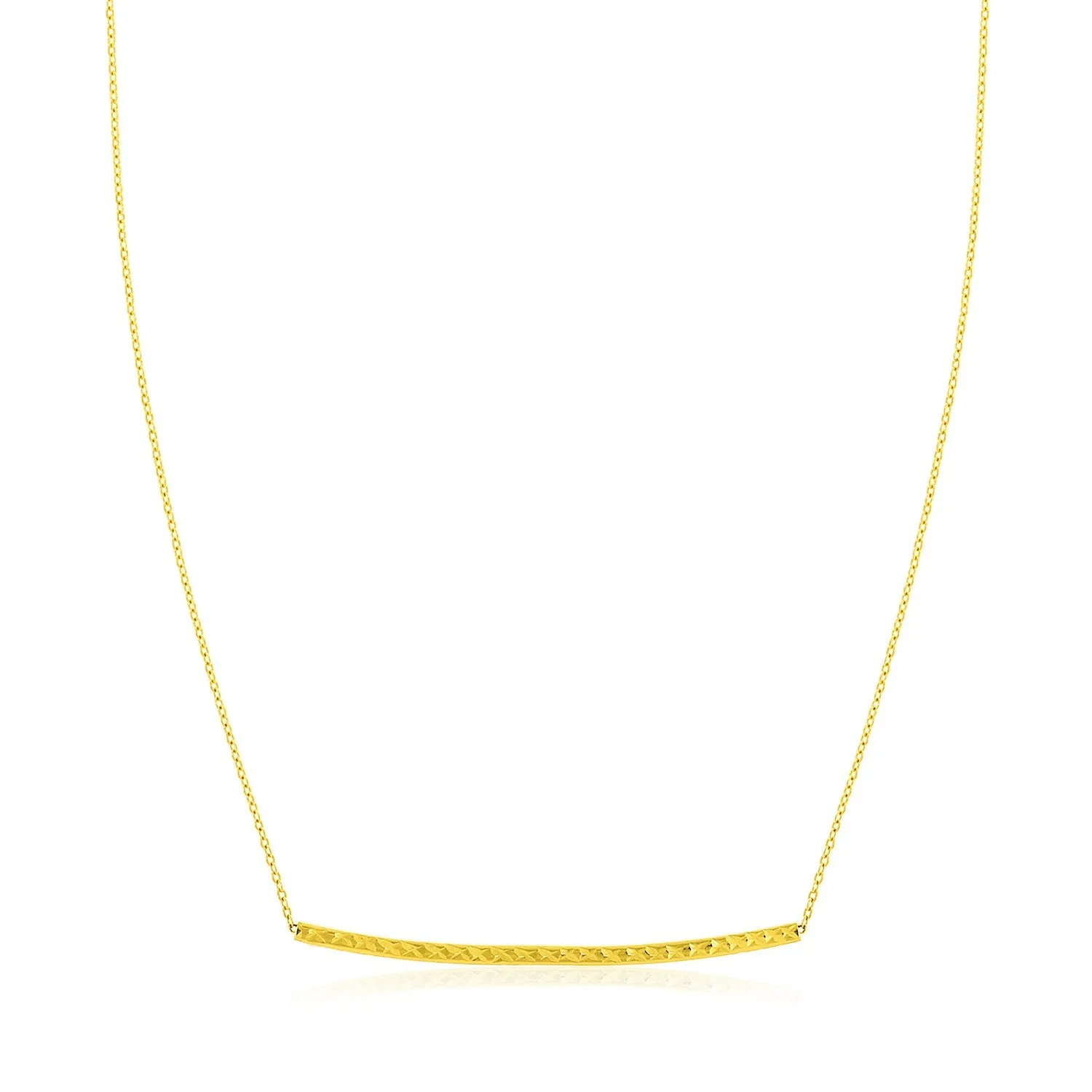 14k Yellow Gold Thin Textured Bar Necklace