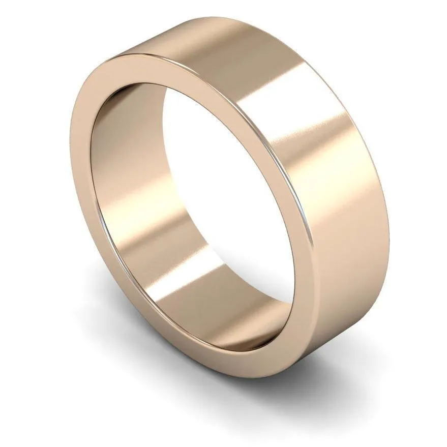 18ct Rose Gold Heavy Weight Flat 7mm Wedding Ring