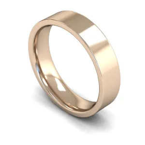 18ct Rose Gold Mediumweight Flat Court/Edge 5mm Wedding Ring