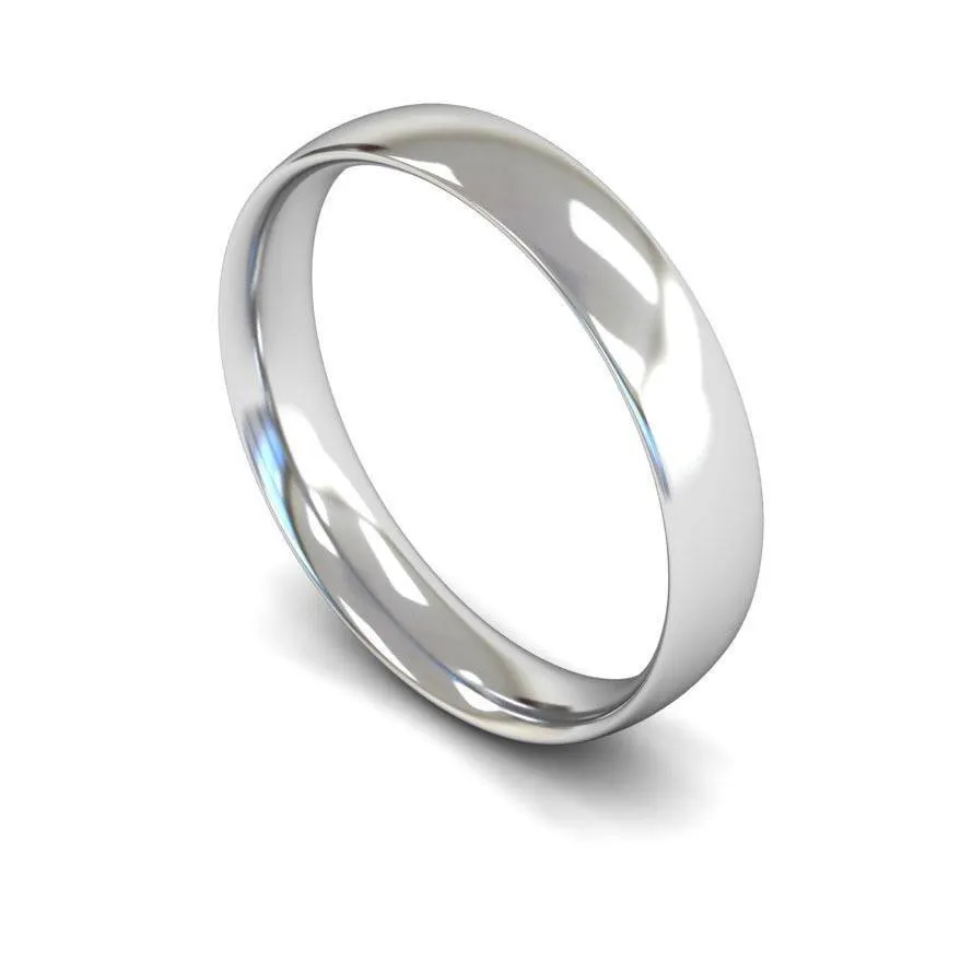 18ct White Gold Light Weight Traditional Court 4mm Wedding Ring