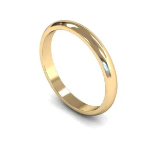 18ct Yellow Gold Light Weight 'D' Shape 2.5mm Wedding Ring