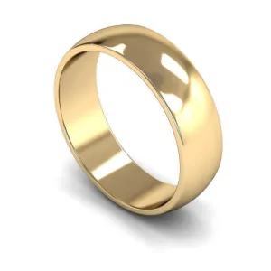 18ct Yellow Gold Light Weight 'D' Shape 6mm Wedding Ring