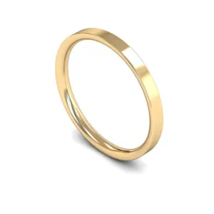 18ct Yellow Gold Light Weight Flat Court 2mm Wedding Ring