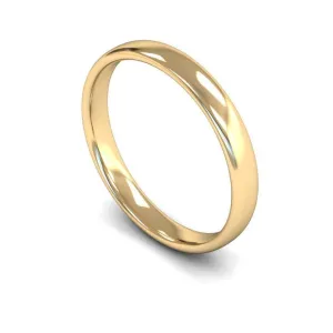 18ct Yellow Gold Light Weight Slight Court 3mm Wedding Ring