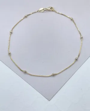 18k Gold Filled Box Chain Anklet