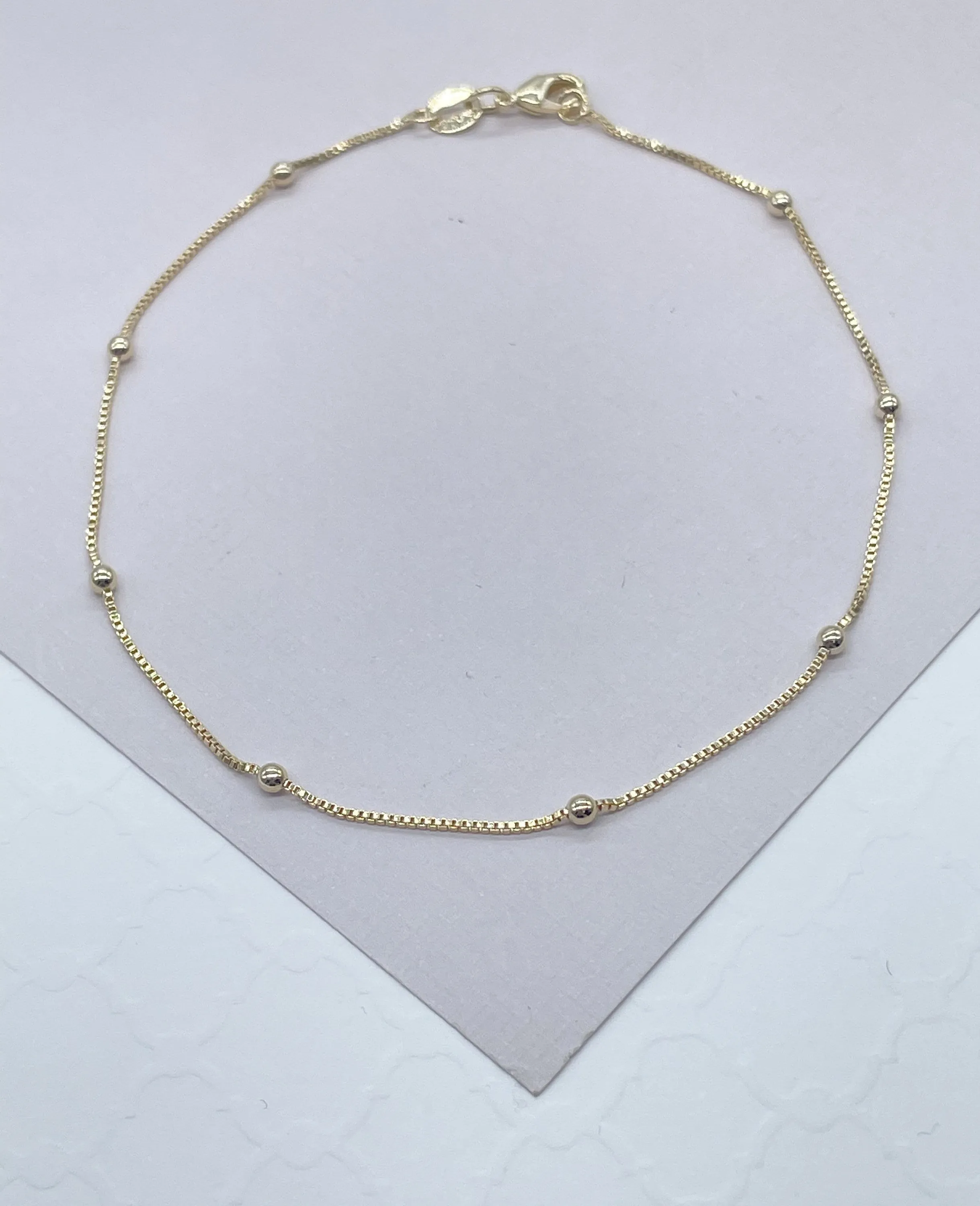 18k Gold Filled Box Chain Anklet