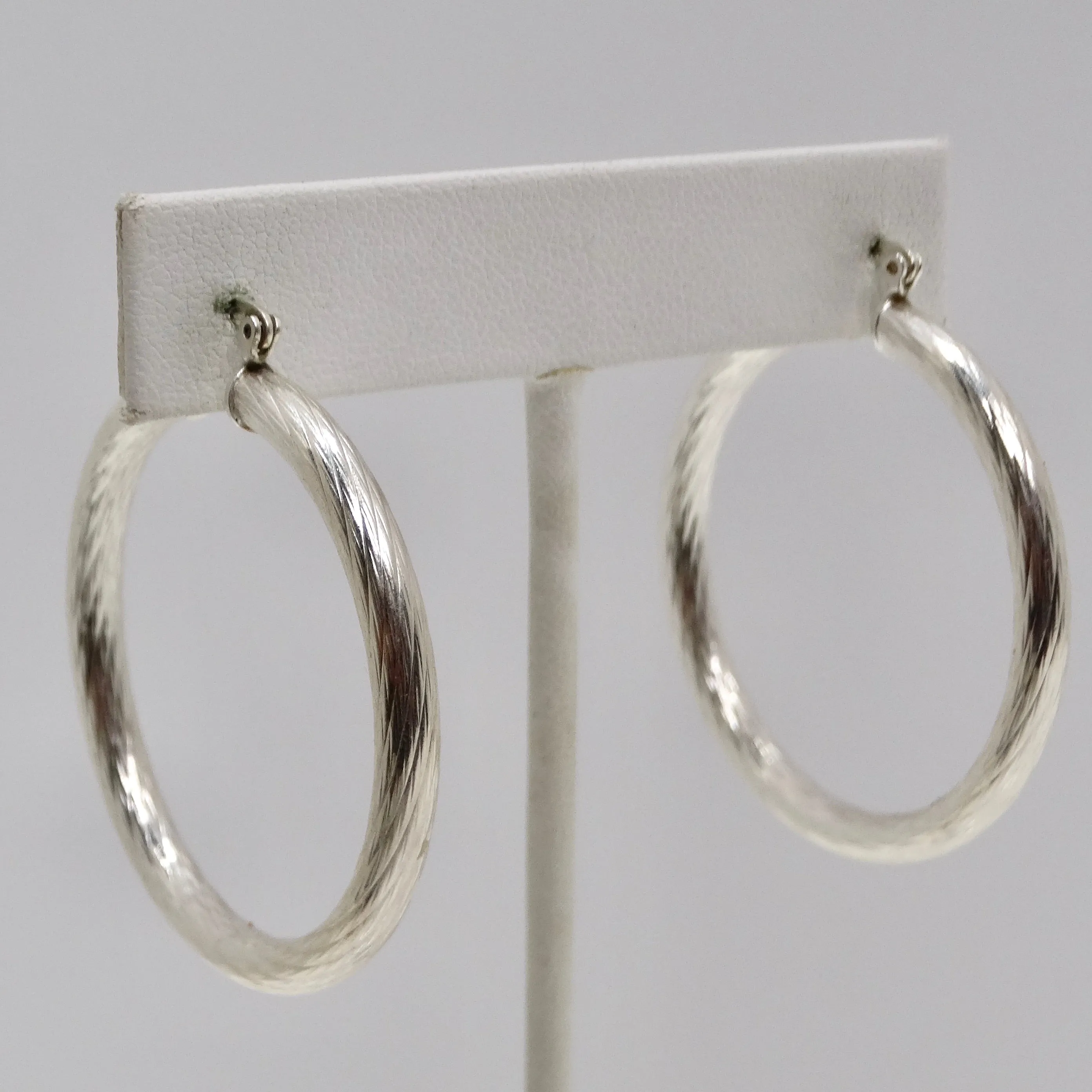 1980s Silver 925 Hoop Earrings