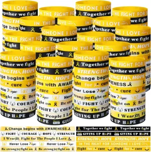200pcs Gold Awareness Silicone Bracelets Bulk Inspirational Cancer Awareness Wristband for Pediatric Ovarian Cancer Sexual Assault Leukemia Kidney Fundraising Charity Campaign