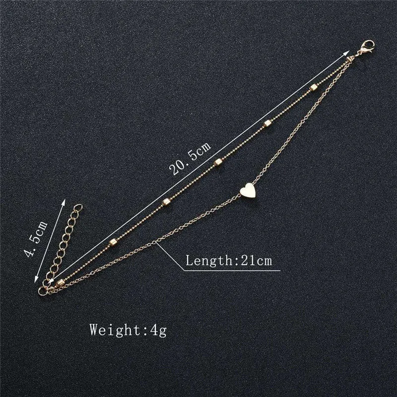2PCS Pearl Heart Infinity Bohemian Ankle Bracelet Set