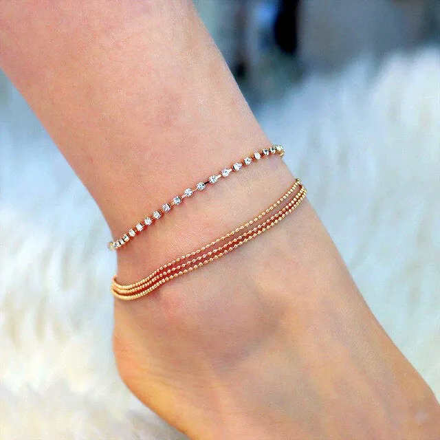 2pcs/set Anklets for Women Foot Accessories Summer Beach Barefoot Sandals Bracelet ankle on the leg Female Ankle