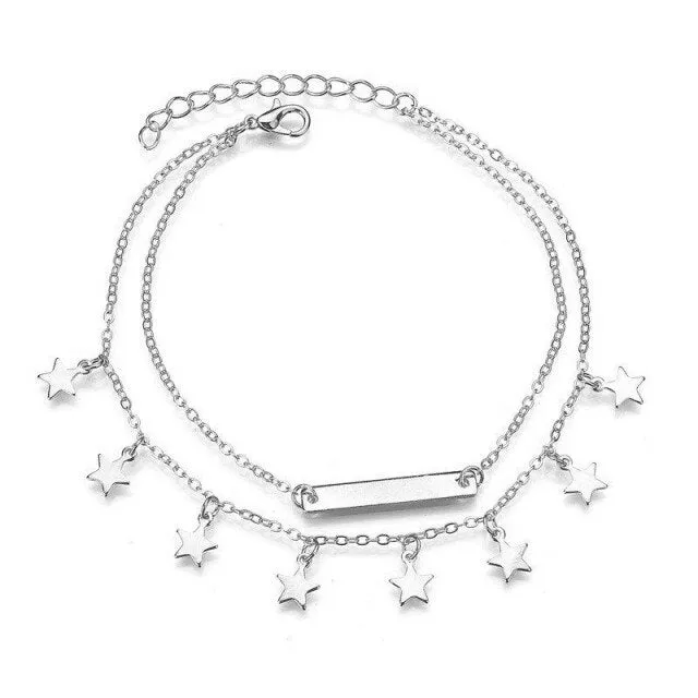2pcs/set Anklets for Women Foot Accessories Summer Beach Barefoot Sandals Bracelet ankle on the leg Female Ankle
