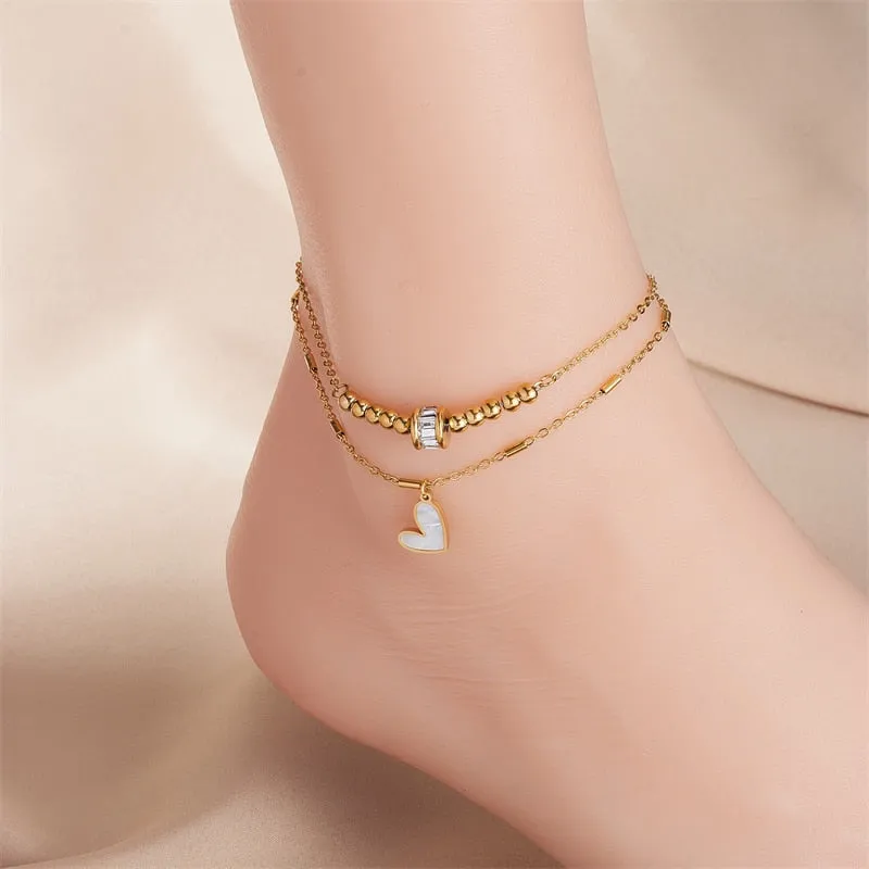 316L Stainless Steel Heart Love Anklets For Women