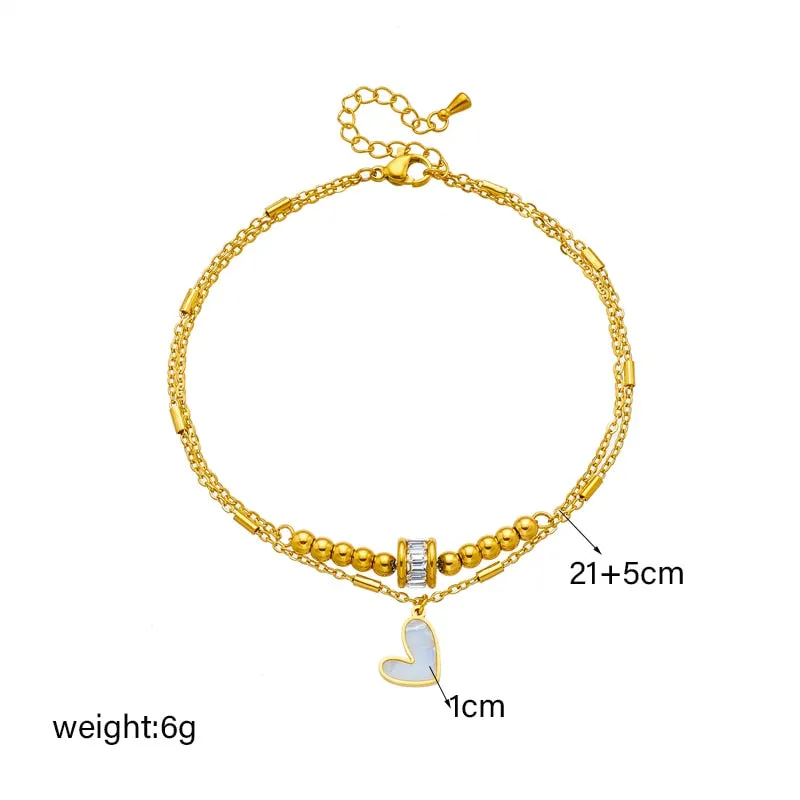 316L Stainless Steel Heart Love Anklets For Women