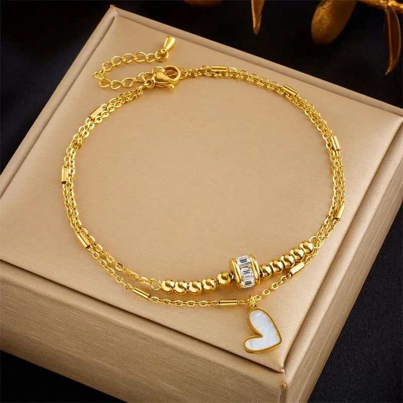 316L Stainless Steel Heart Love Anklets For Women