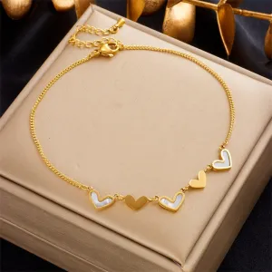316L Stainless Steel Heart Love Charm Anklets For Women