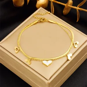 316L Stainless Steel Lovely Heart Charm Anklets For Women