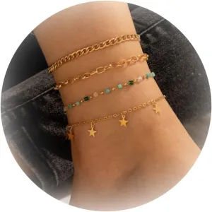 4Pcs Star Anklet Beach Boho Anklet Gold Layered Star Anklet Star Foot Ornaments Jewelry Summer Beach Anklet