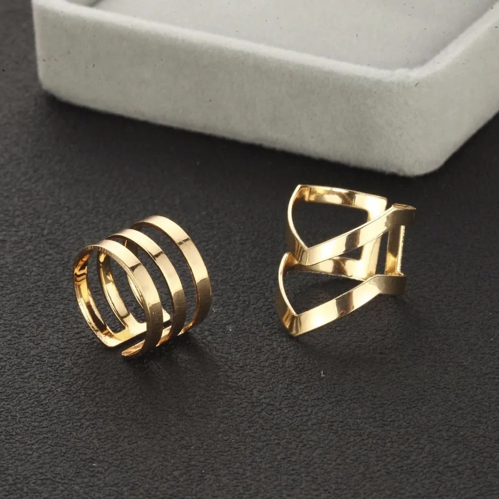 5 Pcs/ Set Classic Gold Colour V Chevron Rings