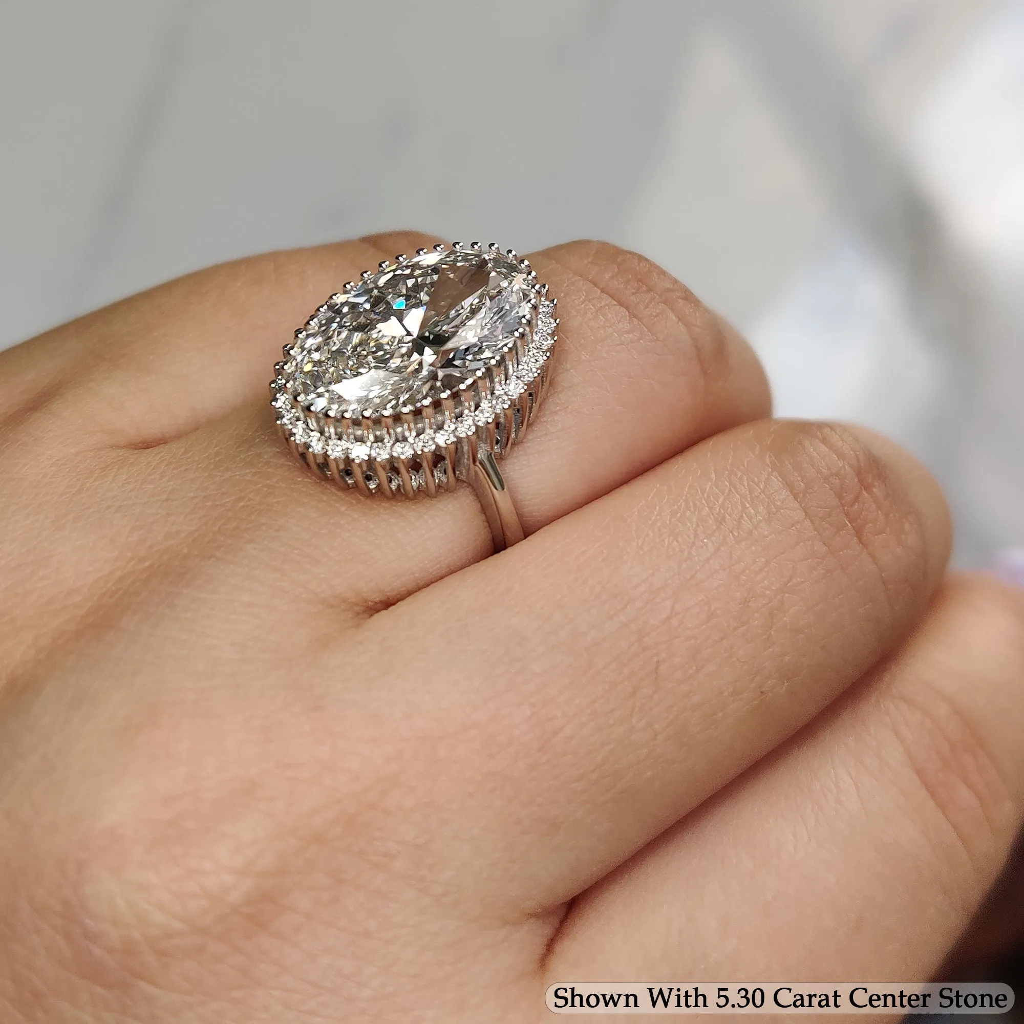 5.52 Ct. Luxury Oval Lab Diamond Floral Cluster Halo Ring 14K Gold