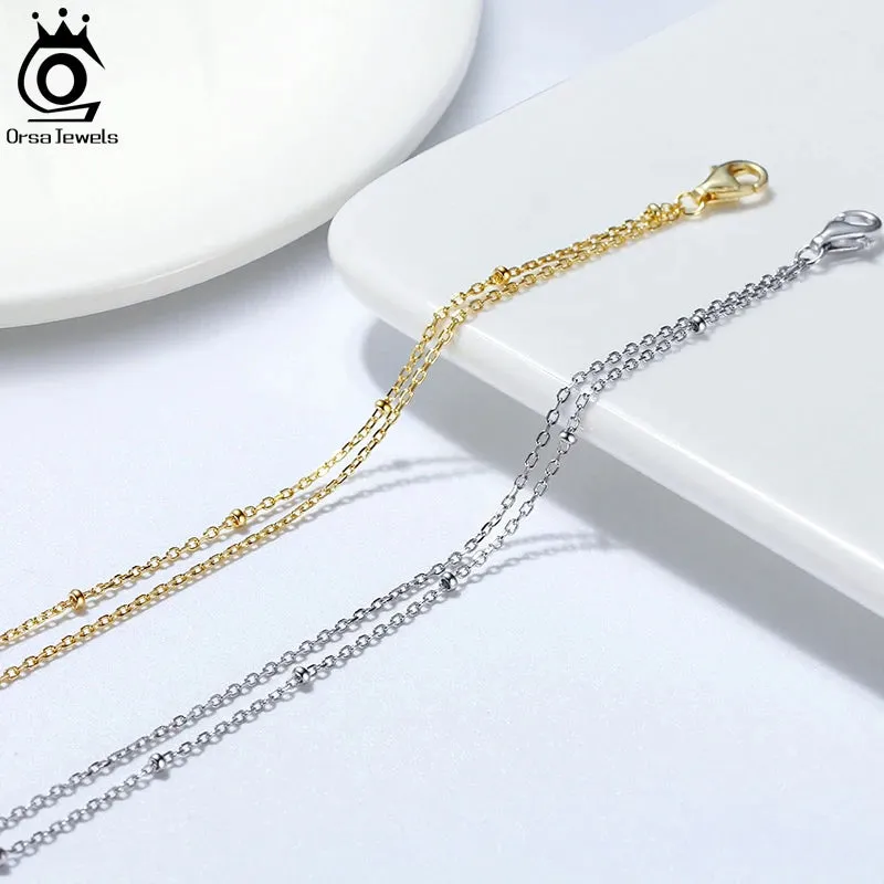 925 Sterling Silver Flat Beads Chain Ankle Bracelet for Women