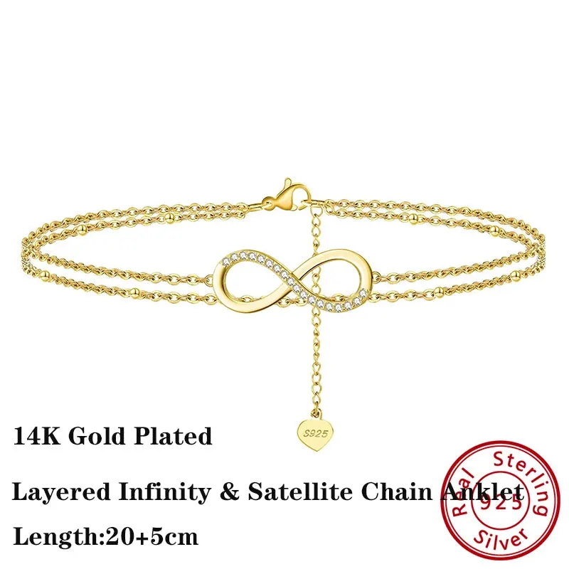 925 Sterling Silver Flat Beads Chain Ankle Bracelet for Women