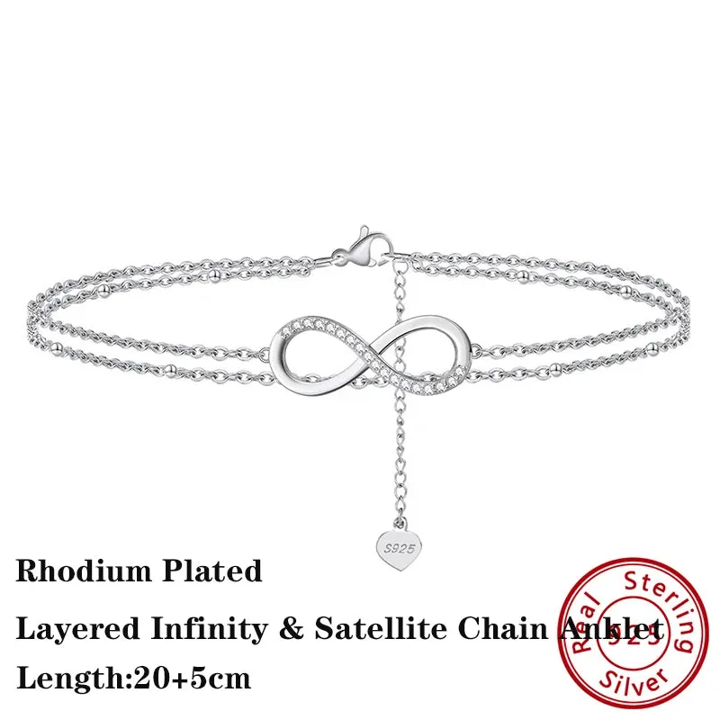 925 Sterling Silver Flat Beads Chain Ankle Bracelet for Women