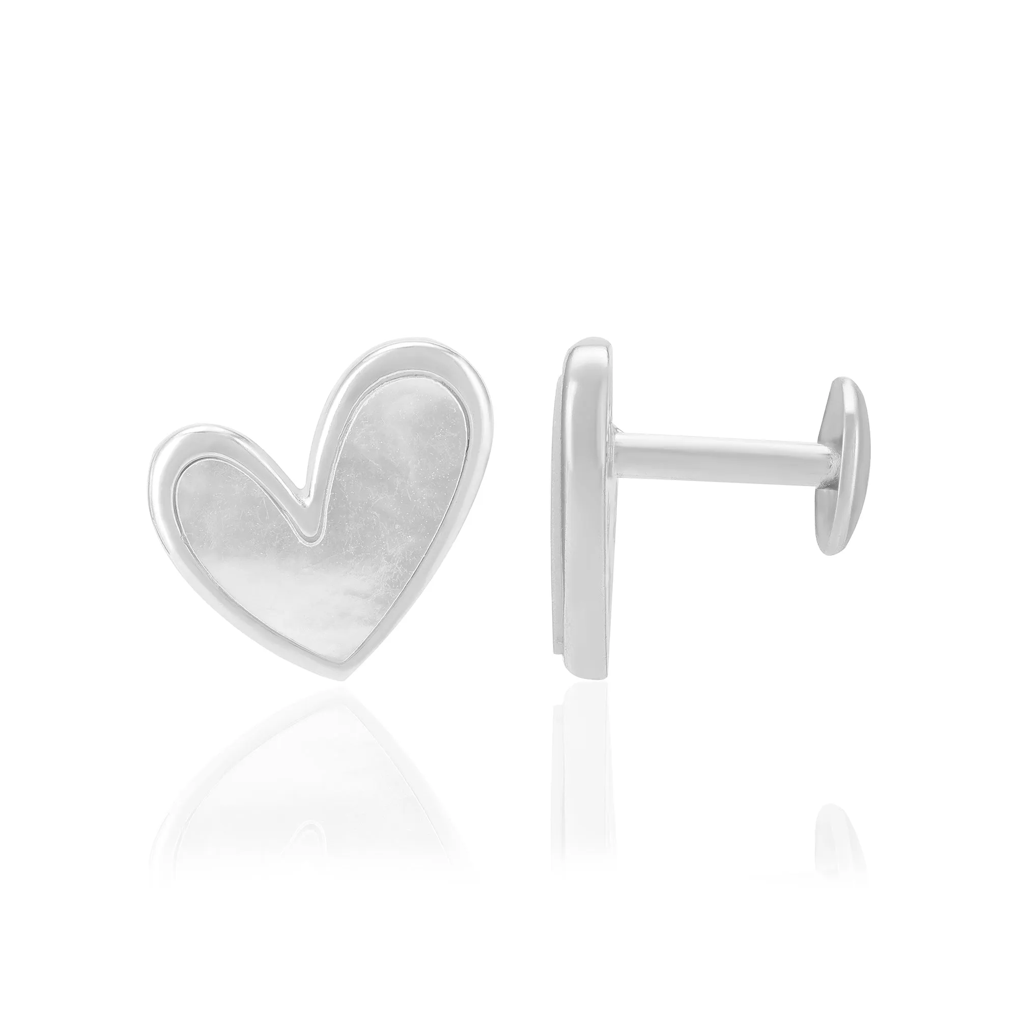 925 Sterling Silver Subtle Mother Of Pearl Heart Earrings For Women
