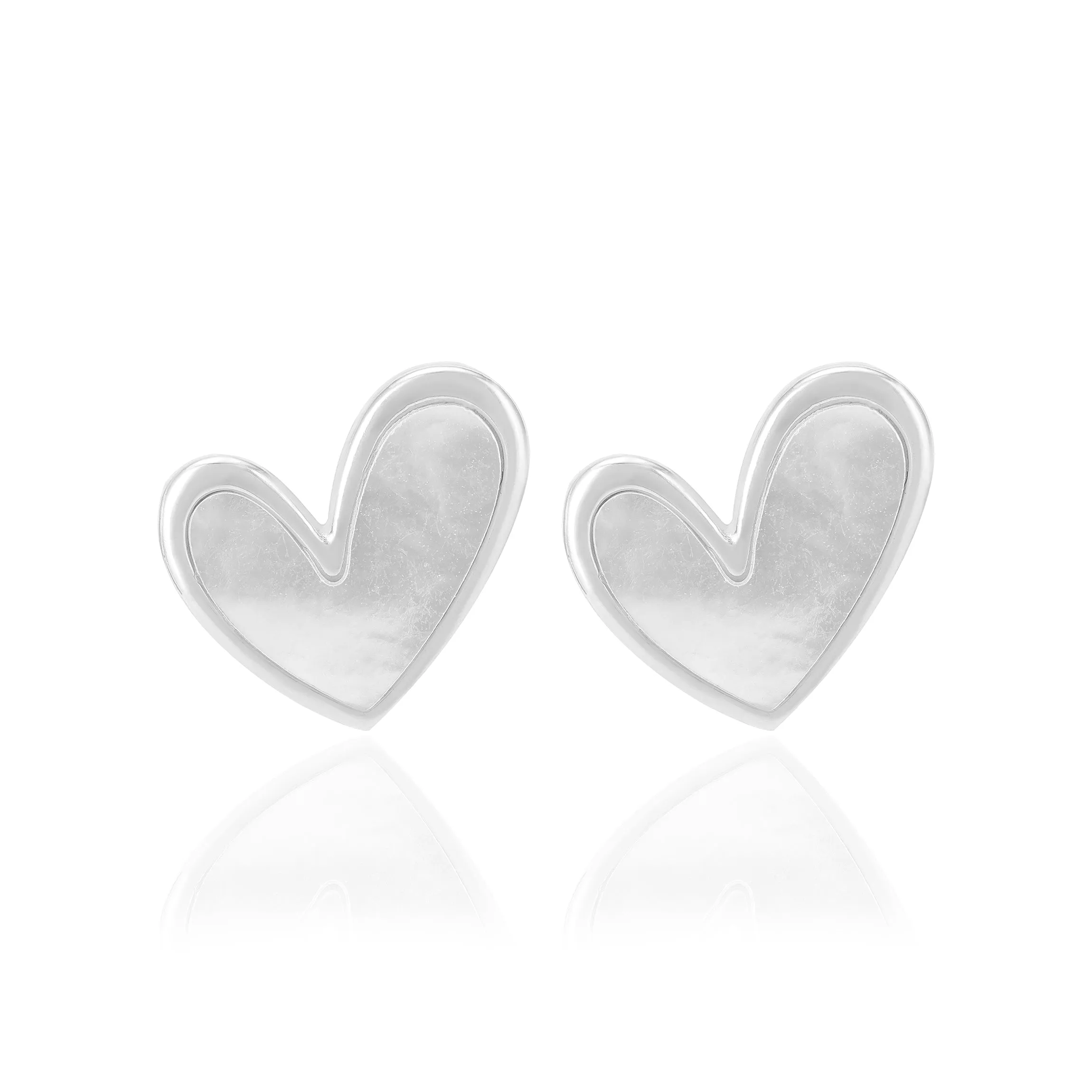 925 Sterling Silver Subtle Mother Of Pearl Heart Earrings For Women